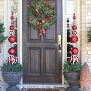 DIY Tall Ornament Topiary for small front porches