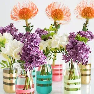Spring Painted Glass Bottles
