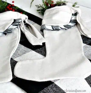 DIY Farmhouse Drop Cloth Christmas Stockings with Buffalo Check