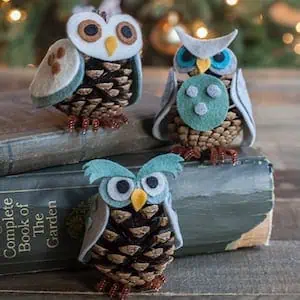 Owl Ornaments Felt Pinecone