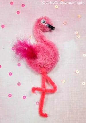 pipe cleaner flamingo craft