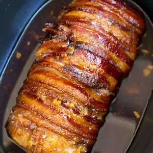 Slow Cooker Bacon Garlic Pork Loin