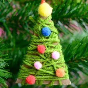 Yarn Wraped Christmas Ornament Craft for Kids