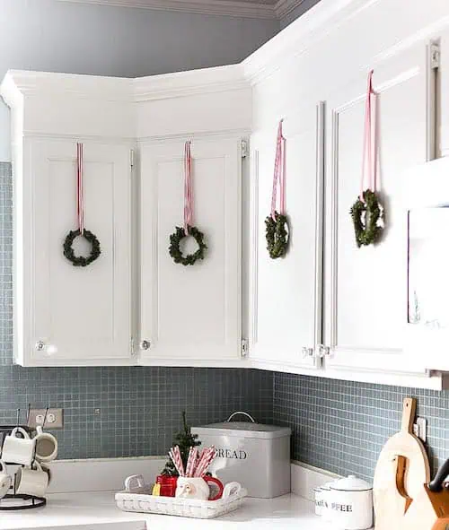 christmas kitchen mini wreaths cabinet doors 3