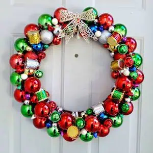 DIY Dollar Store Christmas Ornament Wreath