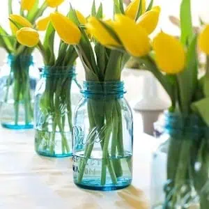Mason Jar Spring tulips Centerpiece