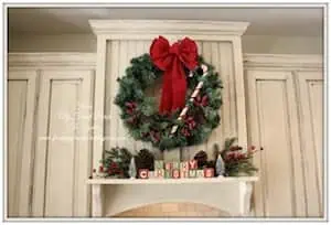 Christmas Wreath on kitchen cabinets