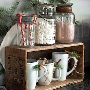 Rustic Hot Cocoa Station Christmas Kitchen Decor