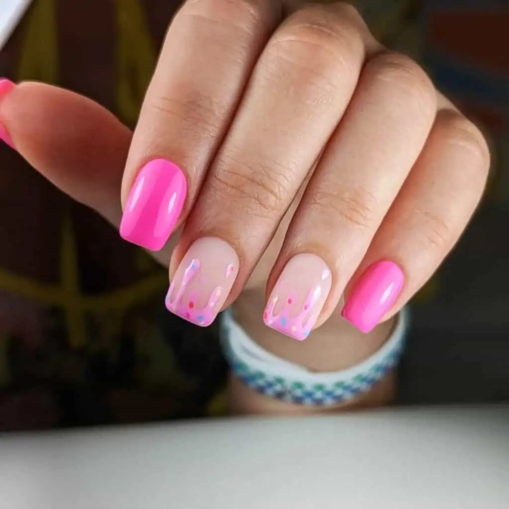 A collection of vibrant, sweet summer nails inspired by ice cream, gelato, and the beach.