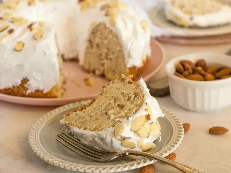 image 1956 - America's 16th president had some favorite foods, including apples, bacon, and oysters. But among his favorites was an almond cake made by his wife Mary Todd that used egg whites instead of whole eggs. Abraham Lincoln Cake recreates that light, rich, and nutty combination for a historically wholesome treat!