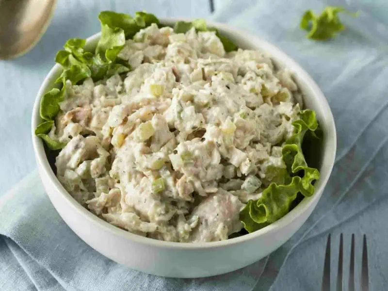 image 247 27 - Just because you want to eat healthier doesn’t mean you can't enjoy your favorite meals! Light Chicken Salad offers up the creamy, savory, and refreshing taste of chicken salad without the calories. It’s still perfect for spreading on lettuce or making into sandwiches, or however you enjoy your delicious lunch. Light Chicken Salad whipped up in just 10 minutes so you don’t have to worry about what to eat when you’re trying to embrace a healthier lifestyle.