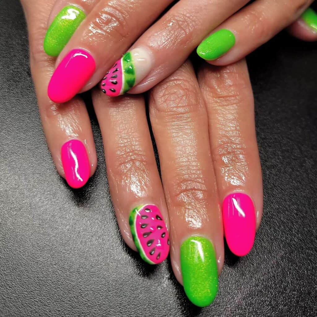 Explore various neon pink nail designs such as neon pink and purple ombre, neon animal print, and neon matte styles.