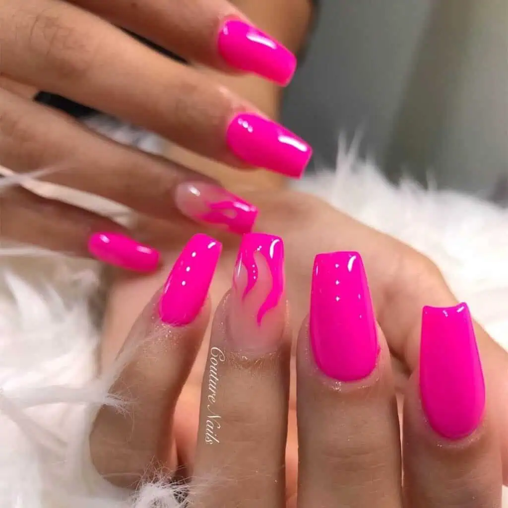 Radiant and lively neon nails featuring fashionable summer designs.