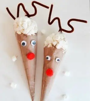 DIY Reindeer Hot Cocoa Cones Christmas gift for neighbors