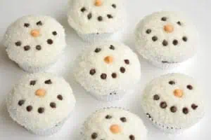 snowman cupcakes