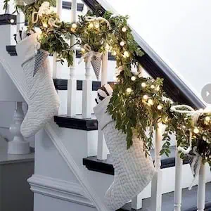 stair garland with stockings