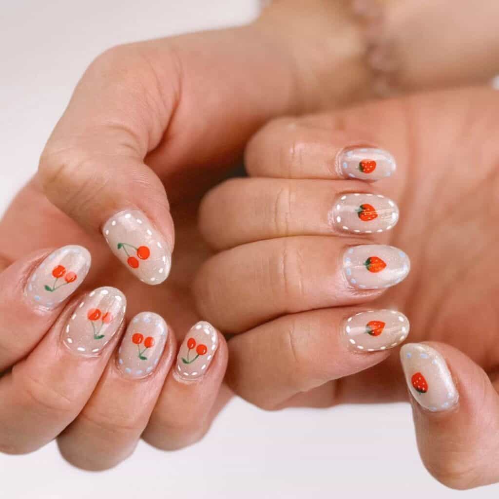 Discover charming strawberry nail designs such as strawberry shortcake and strawberry glazed donut styles. Opt for press-on nails for effortless application.