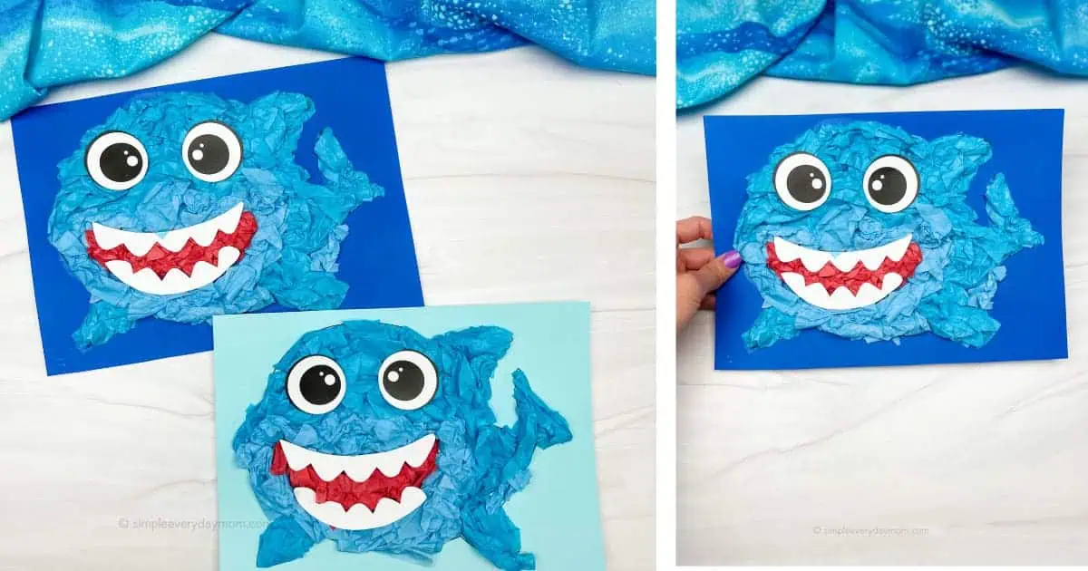tissue paper shark craft for preschoolers image FB