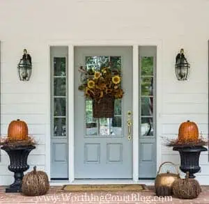 Pumpkin Topiary next to front door