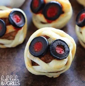 Mummy Meatballs halloween party food idea