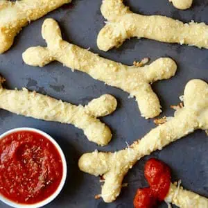 Cheesy Halloween Breadstick Bones halloween party food