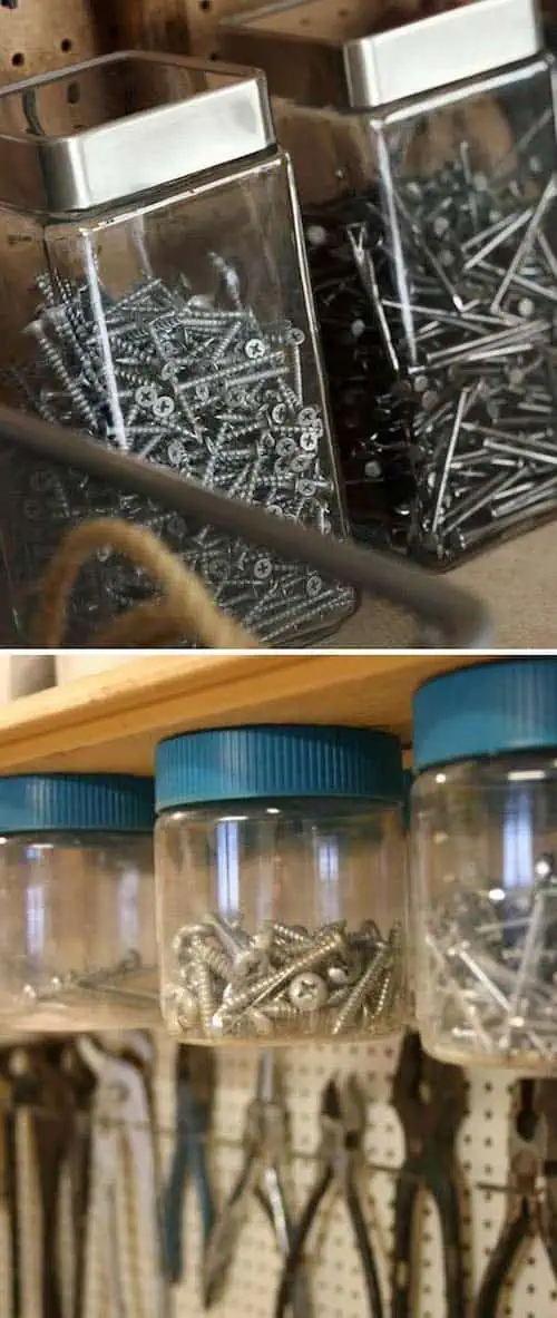 Screw jar garage organization idea