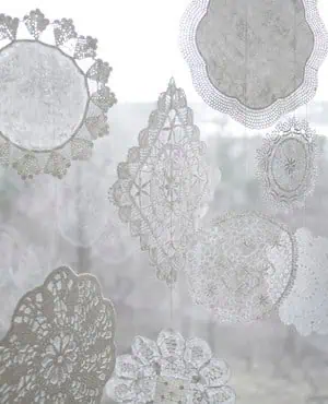 doily Christmas window decoration