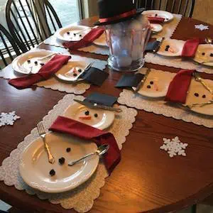 Snowmen Place Setting Christmas Party Table Decor