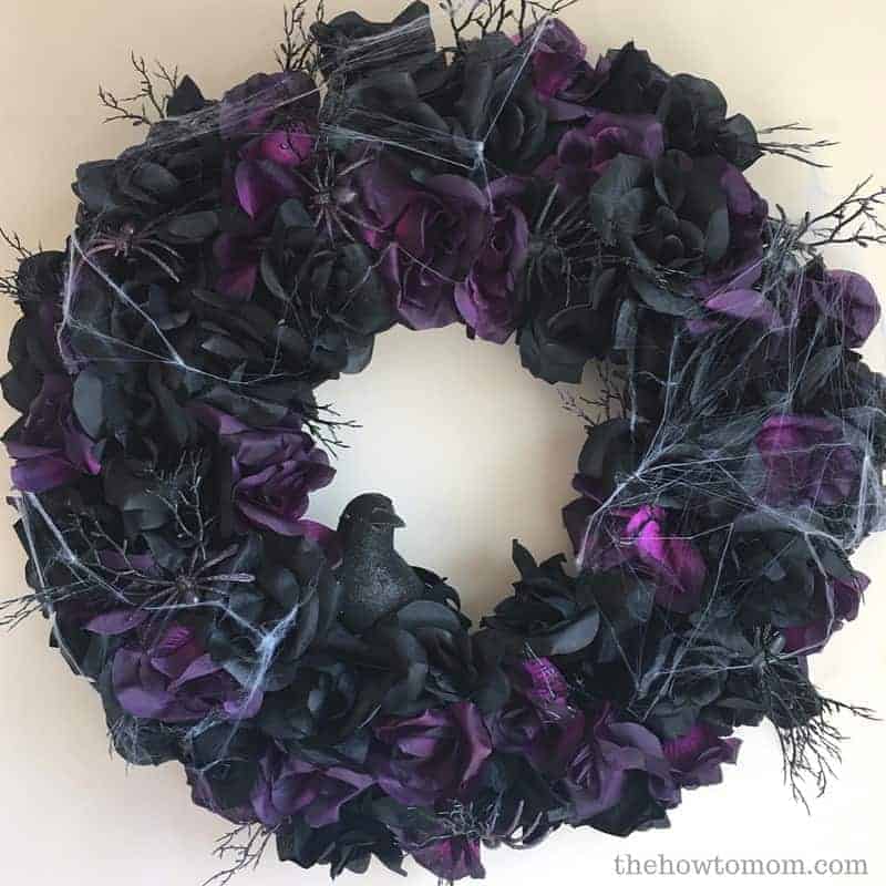 Black Rose and Spiders Halloween Wreath DIY 1