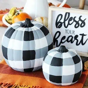 DIY Painted Buffalo Check Pumpkins