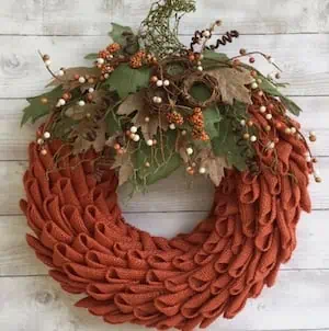 Fall Burlap Pumpkin Wreath DIY tutorial 2F Grillo Designs