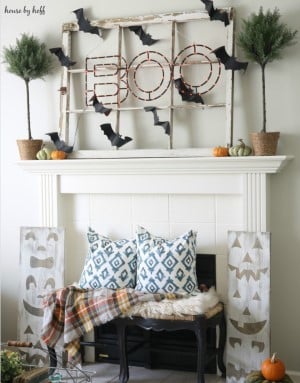 Boo Window Pane Halloween Mantel