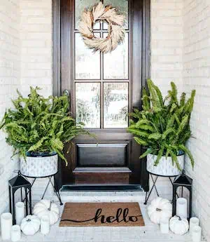 neutral fall porch decorating