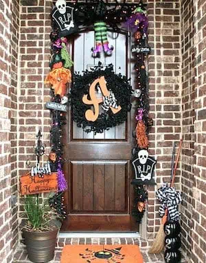 Halloween garland over front door