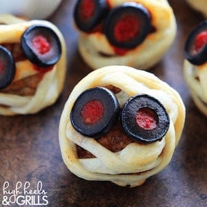 Mummy Meatballs halloween appetizer