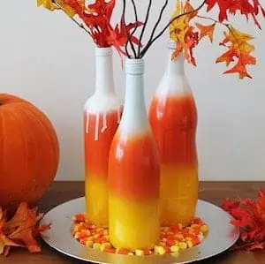 Candy Corn Bottle Centerpiece