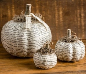 Book Page Decoupage Pumpkins 