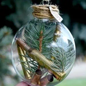 Tactical Ammo DIY Christmas Ornament perfect for the outdoors man hunter shooter in your life. Man or Boy Christmas Ornaments for those who love their gun