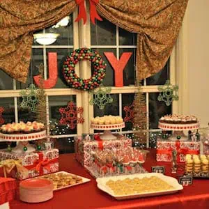 Red & Green Themed Christmas Party dessert table