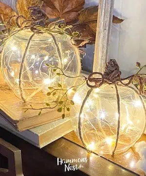 dollar tree Glowing Glass Pumpkins decor for fall