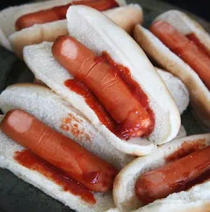 Severed Fingers In A Bun halloween appetizer