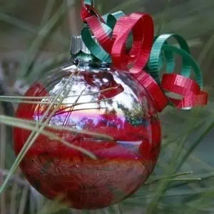 glass christmas ornament red and glitter