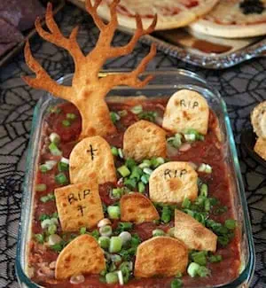 Graveyard Taco Dip halloween appetizer