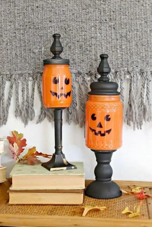 mason jar fall crafts jack o lantern pumpkin candy holders 1529695115