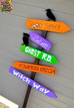 halloween direction sign