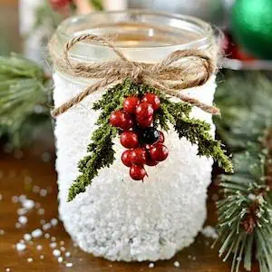 snowy mason jar