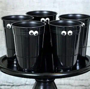 Dollar Store Halloween Party Cups with googly eyes